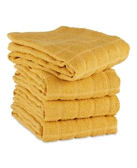 Design Imports Basic Terry Collection Windowpane Dishtowel Set, 16x26", Honey Gold Solid, 4 Piece