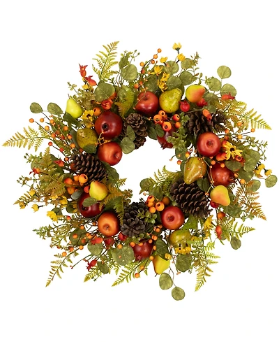 Northlight Apples and Pears Artificial Fall Harvest Wreath - 26" - Unlit
