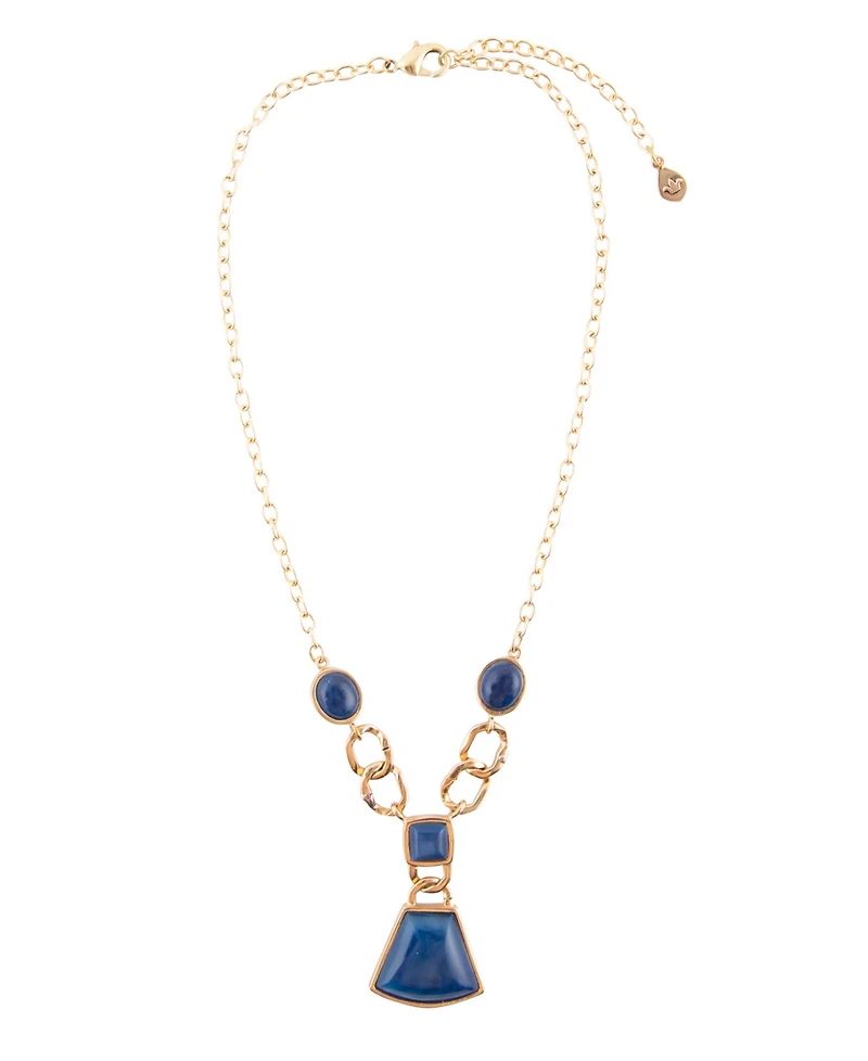 Barse Athena Genuine Blue Agate Abstract Statement Necklace