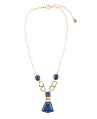 Barse Athena Genuine Blue Agate Abstract Statement Necklace