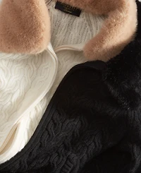 Charter Club Women's Cashmere Faux-Fur-Collar Cable-Knit Jacket, Created for Macy's