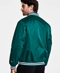Champion Men's Classic Logo Striped-Trim Varsity Jacket