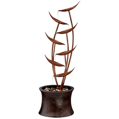 Ashton Tiered Copper Leaves 41" High Large Modern Indoor Outdoor Decor Resin Floor Fountain Outside Garden Patio