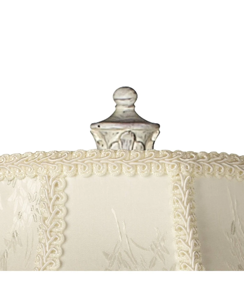 Traditional Vintage like Shabby Chic Lamp Floor Standing 60" Tall Antique White Victorian Cream Scallop Fabric Dome Shade with Fringe Decor for L