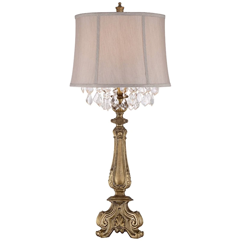 Barnes and Ivy Dubois Traditional Table Lamp 37 1/4" Tall Antique Gold Mist Gray Crystal Beading Drum Shade for Bedroom Living Room Bedside Night