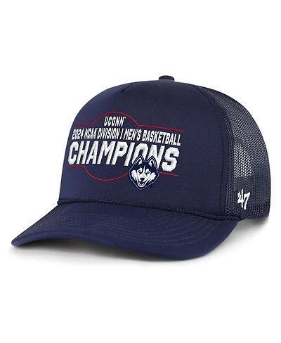 47 Men's Navy UConn Huskies 2024 Ncaa Men's Basketball National Champions Foam Front Adjustable Trucker Hat
