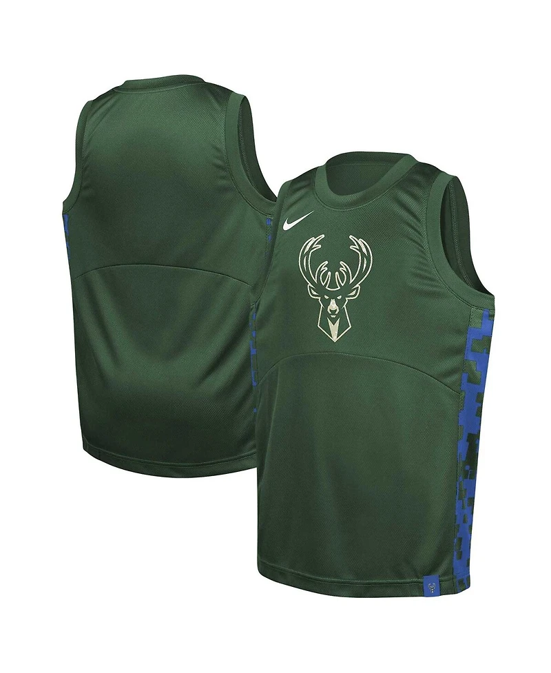 Nike Big Boys and Girls Hunter Green Milwaukee Bucks Courtside Starting Five Team Jersey