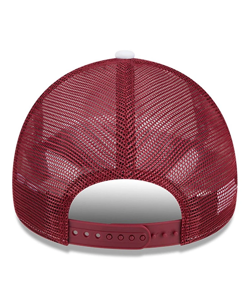 New Era Men's White/Garnet Florida State Seminoles Court Sport Foam A-Frame 9FORTY Adjustable Trucker Hat