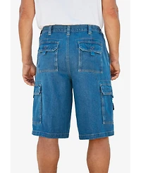 Boulder Creek Big & Tall by KingSize 12" Side Elastic Denim Cargo Shorts