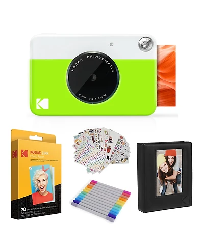 Kodak Printomatic Instant Print Camera Gift Bundle w/Zink Photo Paper & More