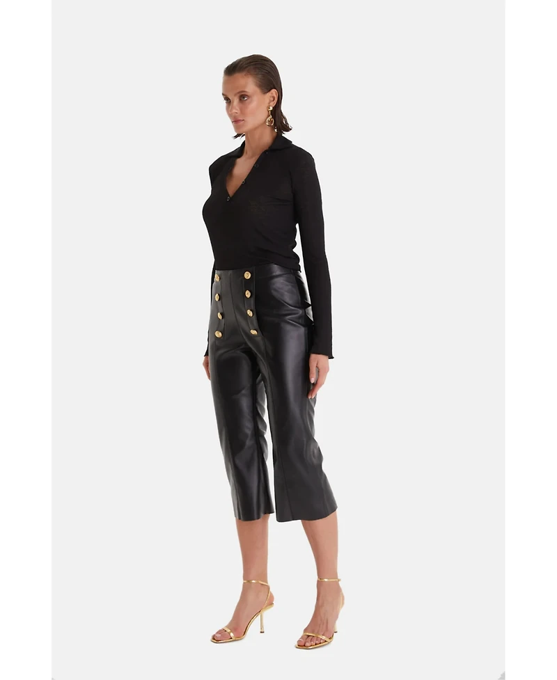 Furniq Uk Women's Black Leather Pants