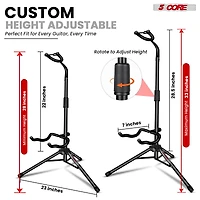5 Core Guitar Stand Floor Foldingholder Soporte Para Guitarra for Acoustic Electric Bass Gsh Hd Blk