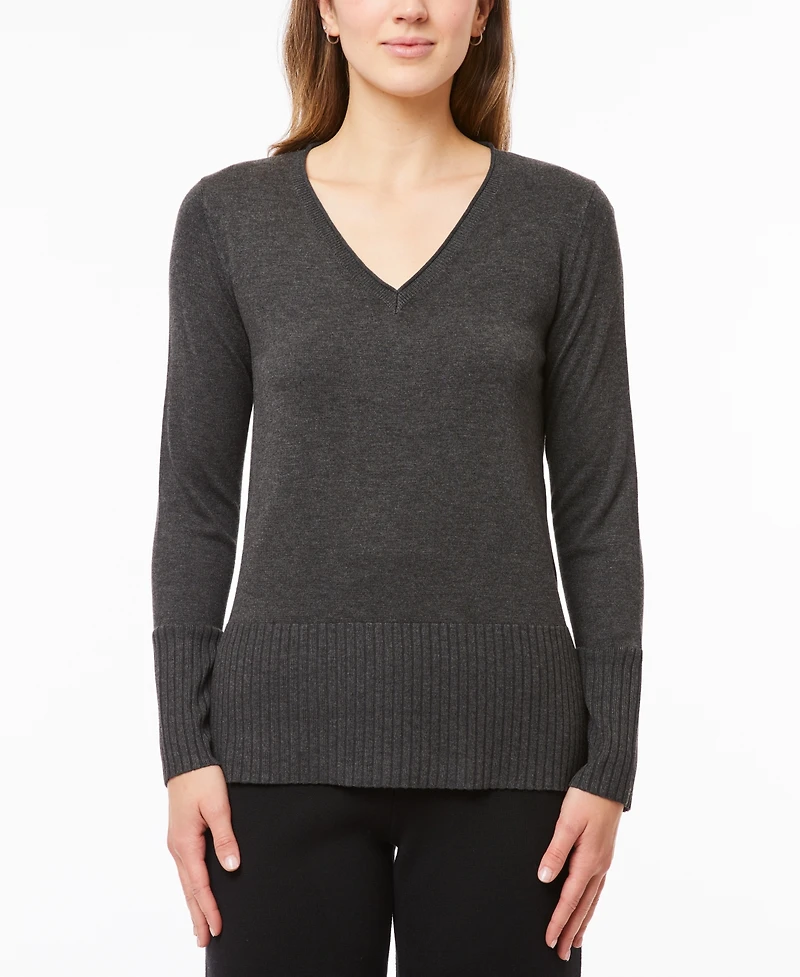 Melissa Paige Women's V-Neck Wide-Hem Wide-Cuff Sweater