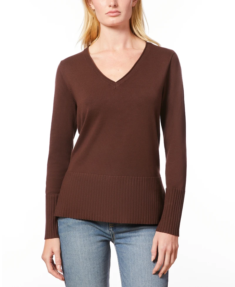 Melissa Paige Women's V-Neck Wide-Hem Wide-Cuff Sweater