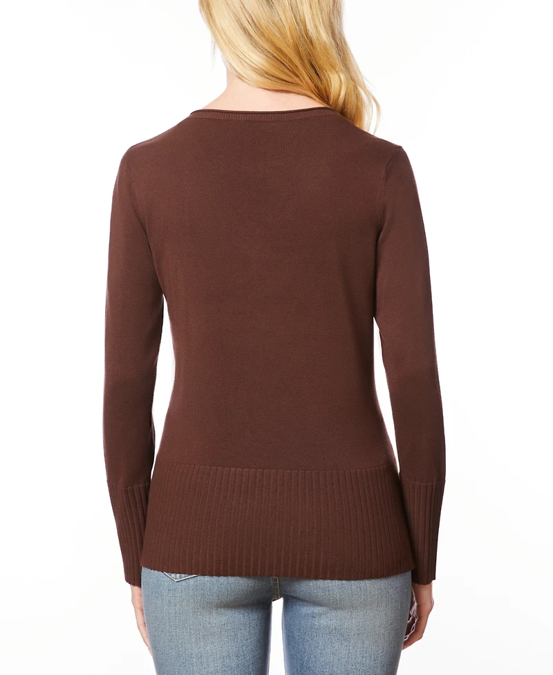 Melissa Paige Women's V-Neck Wide-Hem Wide-Cuff Sweater