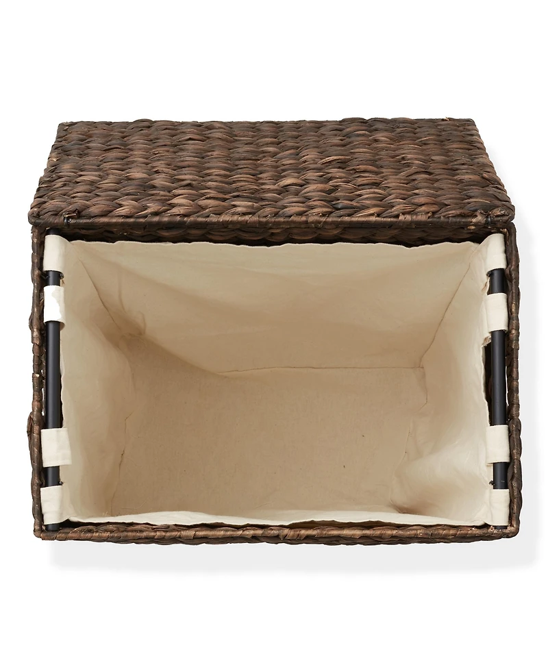 Casafield Large Laundry Hamper with Lid and Removable Liner Bag - Natural, Woven Water Hyacinth Laundry Basket for Clothes