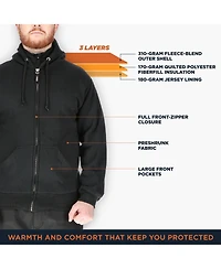 RefrigiWear Men's Insulated Full Zip Sweatshirt - Pre-Shrunk, Large Pockets