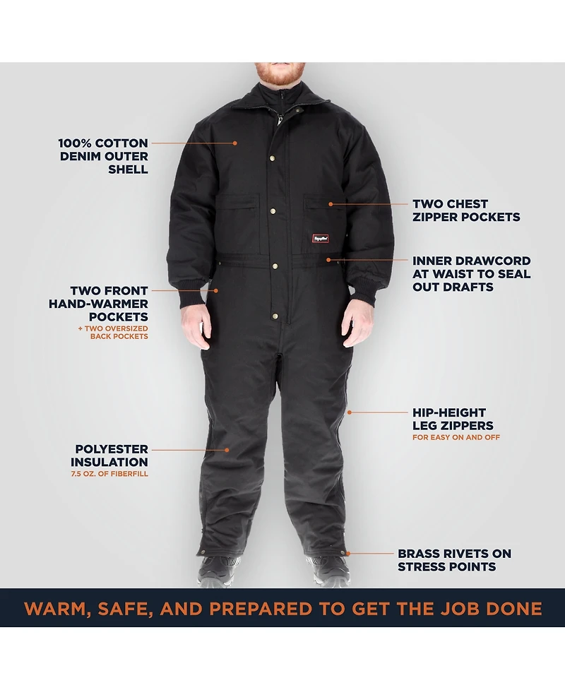 RefrigiWear Men's ComfortGuard Coveralls - -10°F Comfort, Insulated, Water-Repellent, Durable, Full-Body Workwear for Cold Weather Protection