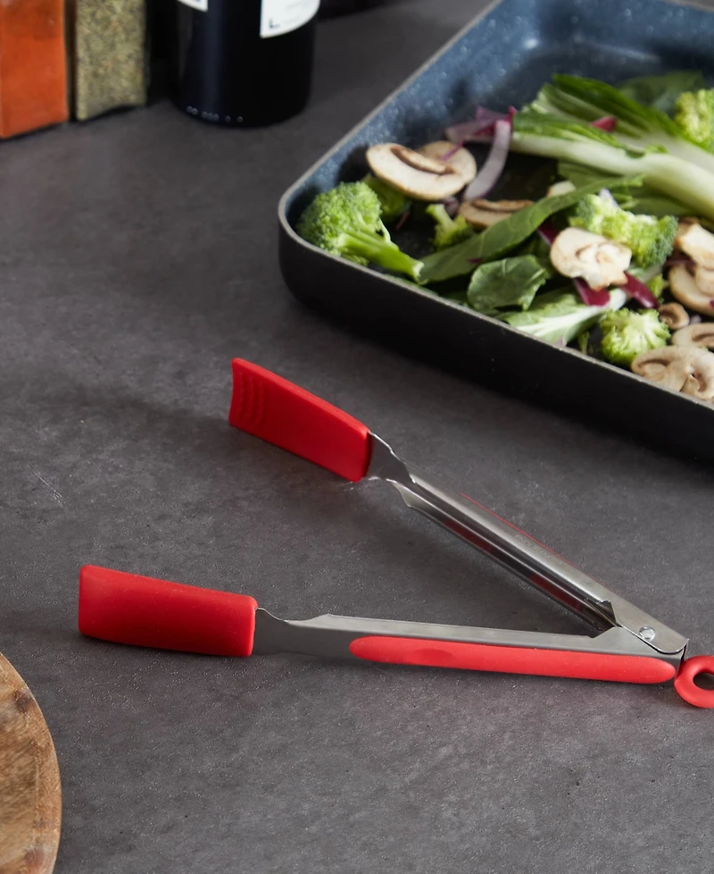 Rsvp International Endurance 18/8 Stainless Steel 10.75" Red Square Silicone Tip Tongs
