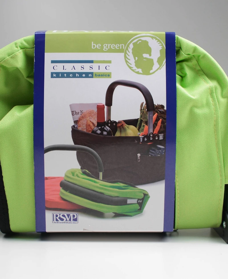 Rsvp International Aluminum Frame 17x11x18" Green Foldable Market Basket