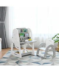 Sugift 2-in-1 Kids Easel Desk Chair Set Book Rack Adjustable Art Painting Board