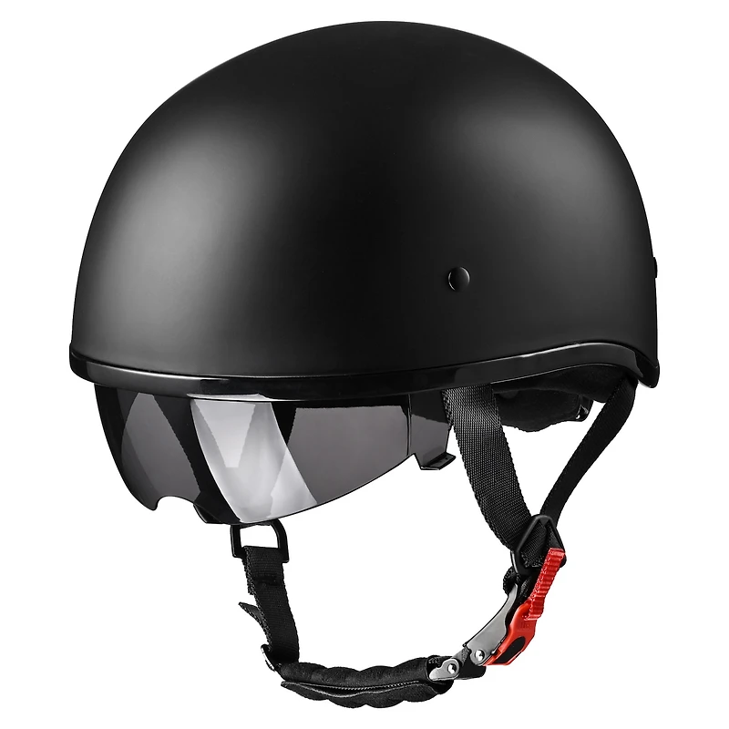 Ahr Half Face Motorcycle Helmet Sun Visor Dot Approved Bike Chopper Matte Black