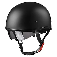 Ahr Half Face Motorcycle Helmet Sun Visor Dot Approved Bike Chopper Matte Black