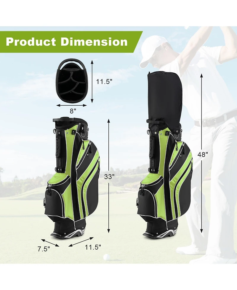 Golf Stand Cart Bag with 6-Way Divider Carry Pockets