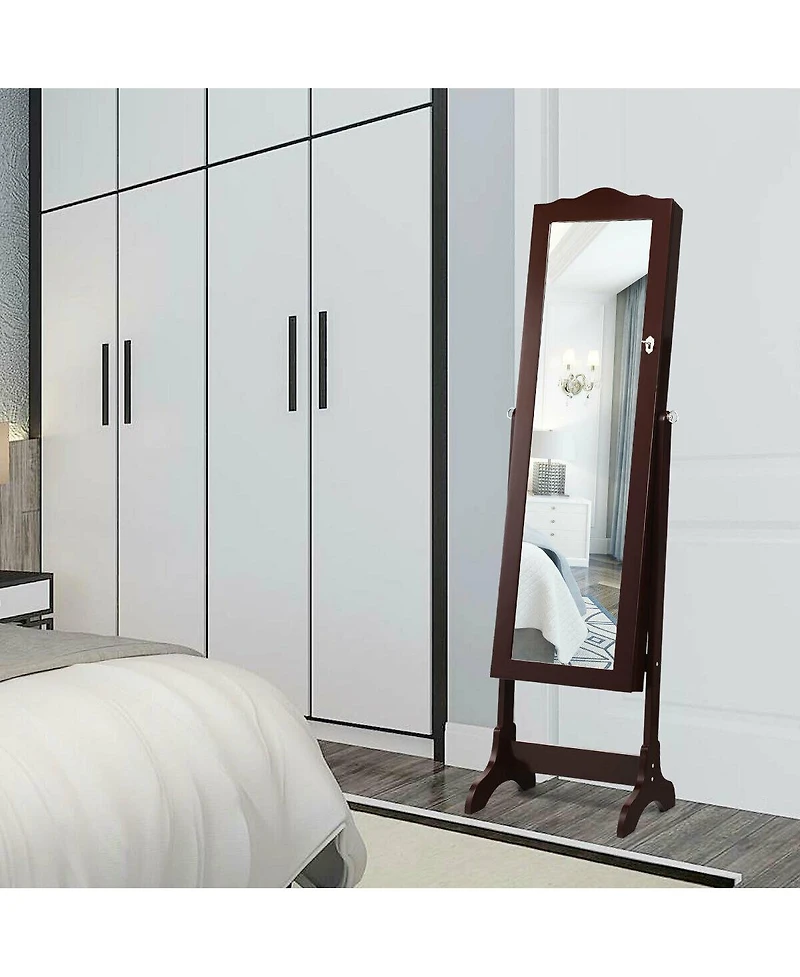 Sugift 14 Led Jewelry Armoire Cabinet with Full Length Mirror and 4 Tilting Angles
