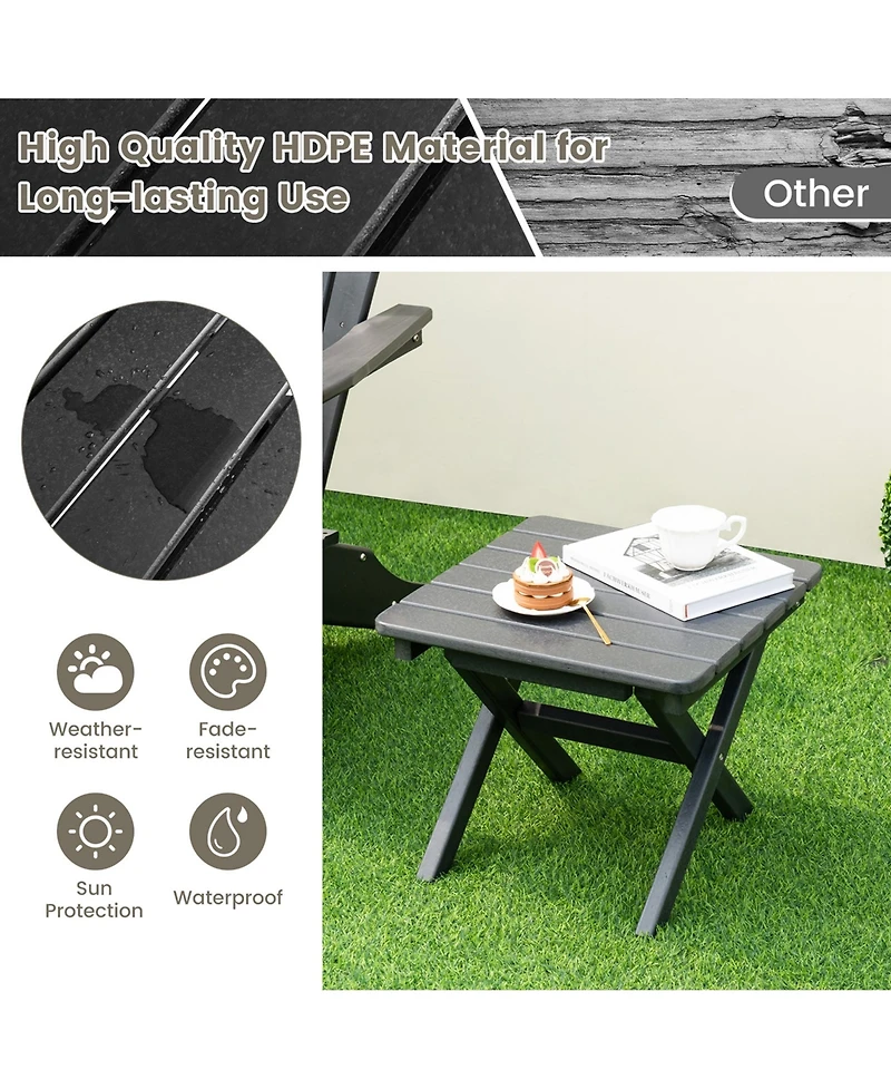 Outdoor Folding Side Table Weather-Resistant Hdpe Adirondack