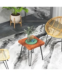 1 Pc Square End Table Accent Side Table Reclaimed Teak Wood Plant Stand
