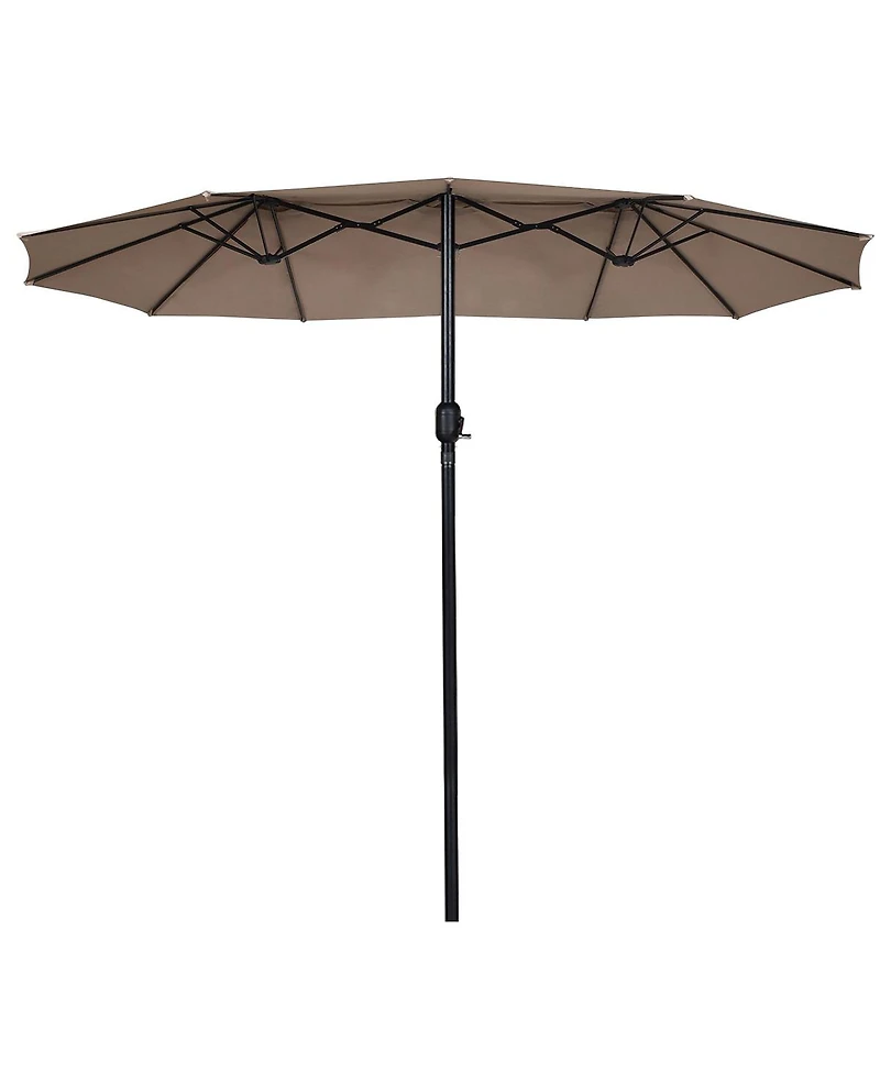 15' Market Outdoor Umbrella Double-Sided Twin Patio Umbrella with Crank