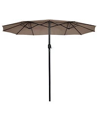 15' Market Outdoor Umbrella Double-Sided Twin Patio Umbrella with Crank