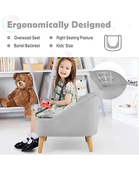 Kids Sofa Chair w/ Ottoman Toddler Single Sofa Velvet Upholstered
