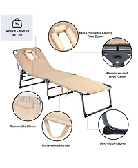 Costway Foldable Lounge Chair Adjustable Folding Recliner Beach Patio