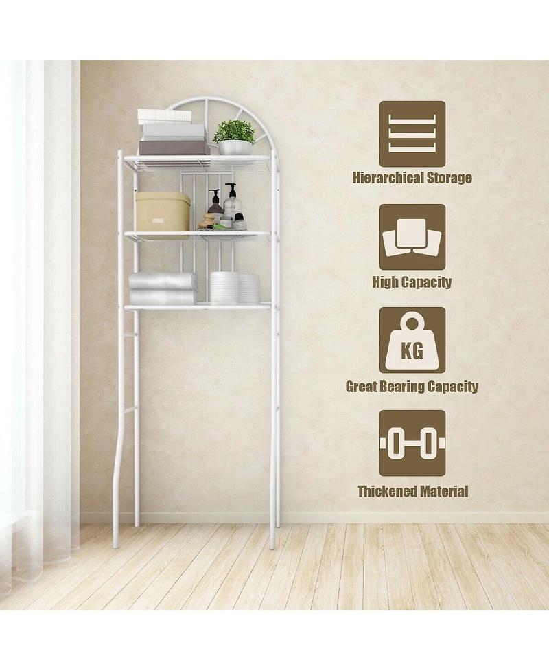 Costway 3 Shelf Over The Toilet Bathroom Space Saver Towel Storage Rack Organizer