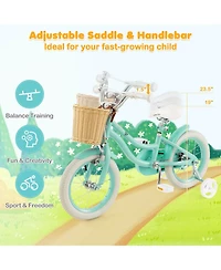 14" Kid's Bike with Training Wheels Adjustable Handlebar Seat Handbrake