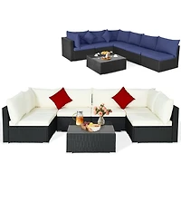 Costway 7PCS Patio Rattan Furniture Set Sectional Sofas Cushion Covers