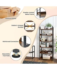 Costway 6-Tier Bookshelf Open Display Shelves Storage Rack Metal Frame