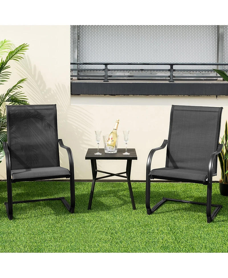 2pcs C-Spring Motion Patio Dining Chairs All Weather Heavy Duty Outdoor