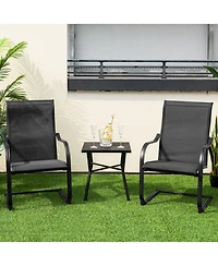 2pcs C-Spring Motion Patio Dining Chairs All Weather Heavy Duty Outdoor