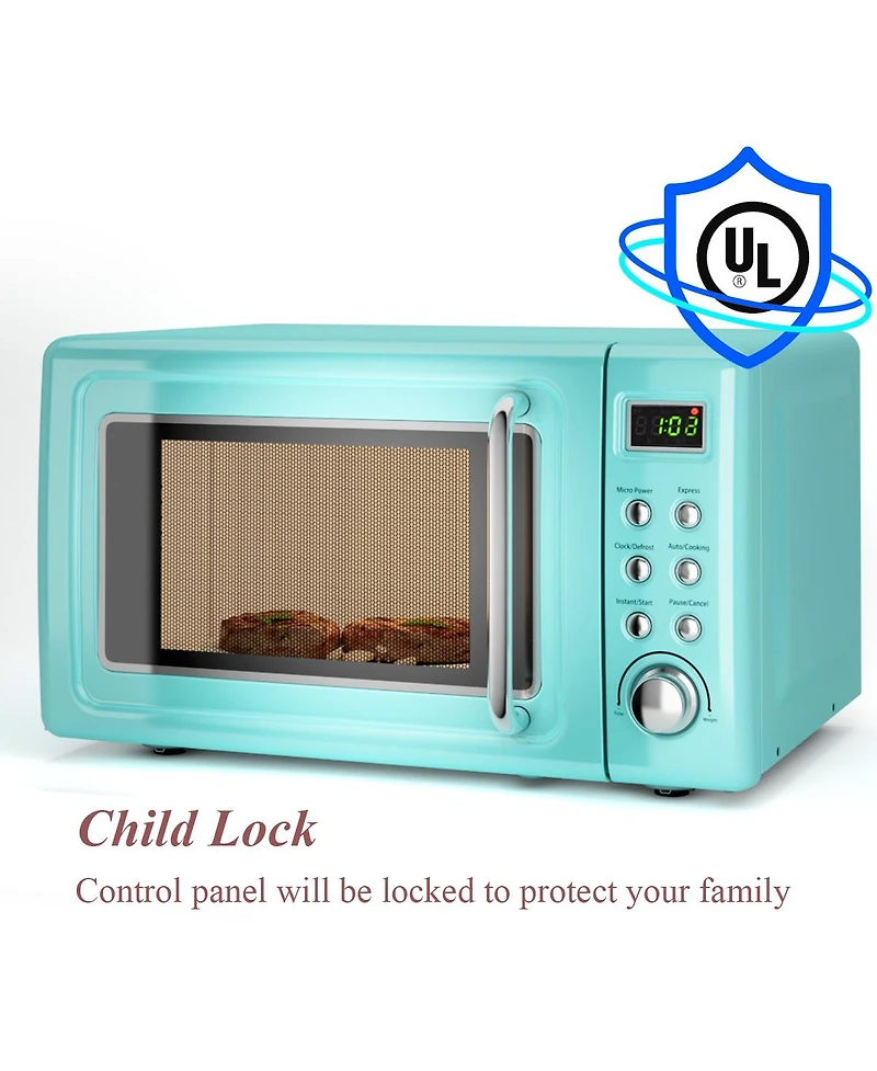 0.7Cu.ft Retro Countertop Microwave Oven 700W Led