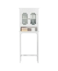 Over The Toilet Bathroom Space Saver Carved Top Toilet Rack w/ Adjustable Shelf