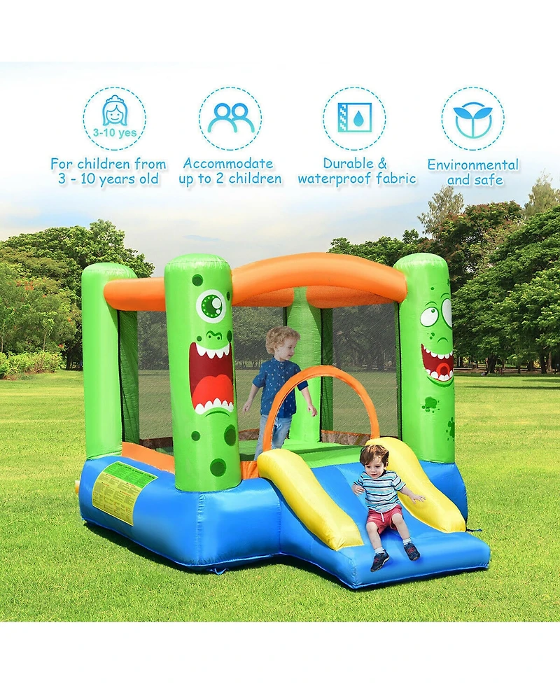 Costway Inflatable Bounce House Jumper Castle Kids Playhouse w/ Basketball Hoop & Slide