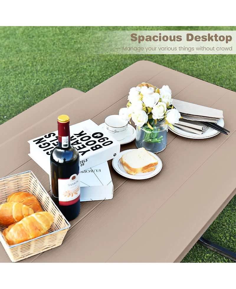 Gymax Picnic Table Camping Bench Set Backyard Garden Patio Dining Party