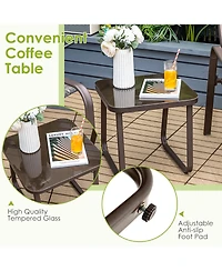 3PCS Patio Bistro Furniture Set Adjustable Back Stackable Chairs