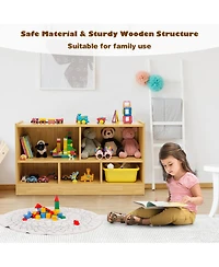 Kids 2-Shelf Bookcase 5-Cube Wood Toy Storage Cabinet Organizer