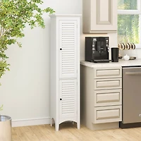 Tall Bathroom Floor Cabinet Narrow Linen Tower with 2 Doors & Adjustable Shelf