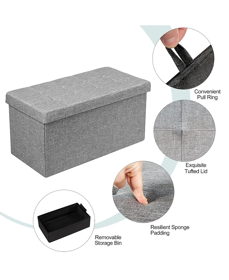 31.5''Fabric Foldable Storage Ottoman Toy Chest W/Removable Storage Bin