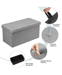 31.5''Fabric Foldable Storage Ottoman Toy Chest W/Removable Storage Bin